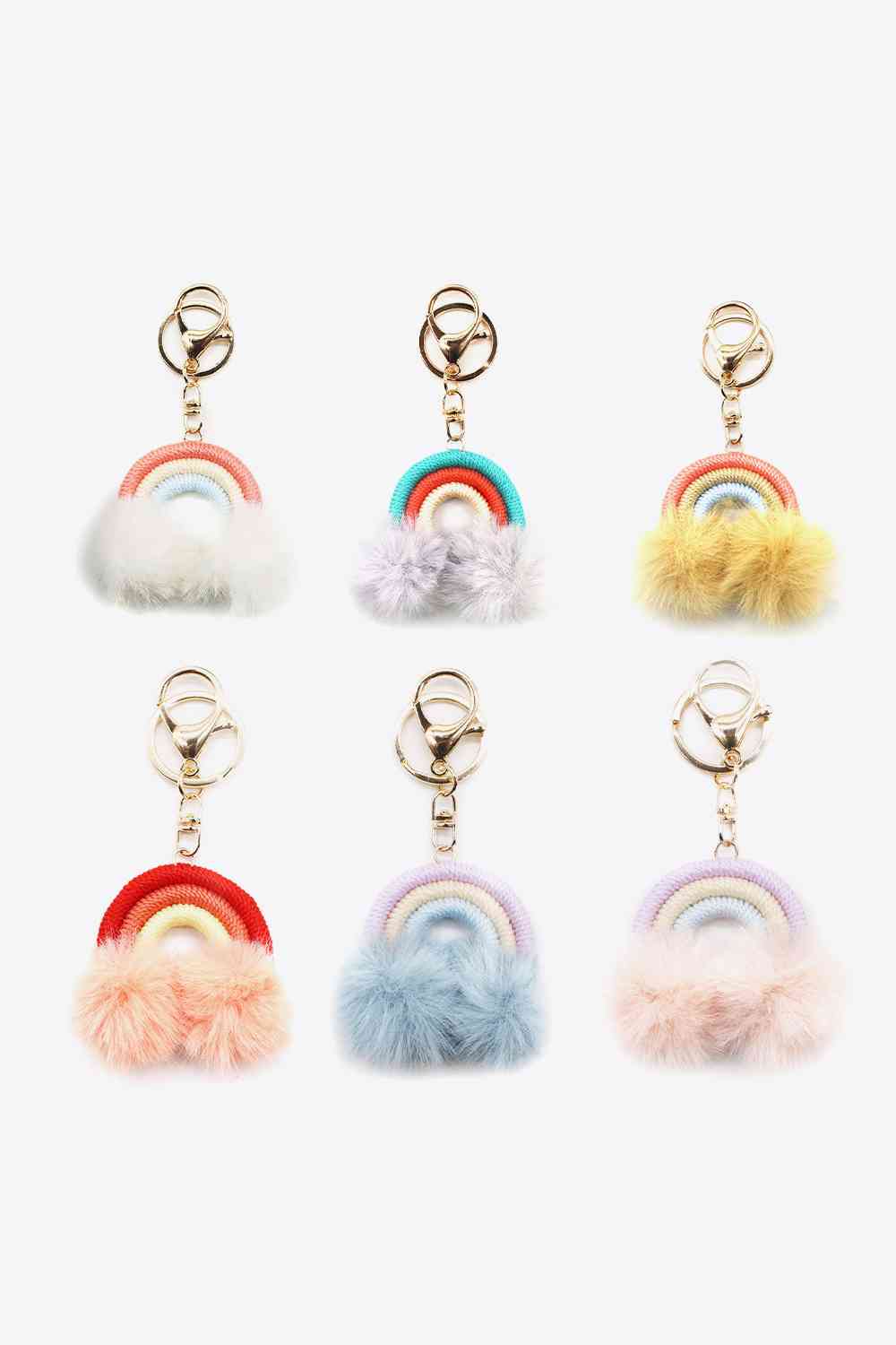 Assorted 4-Pack Rainbow Pom Pom Keychain