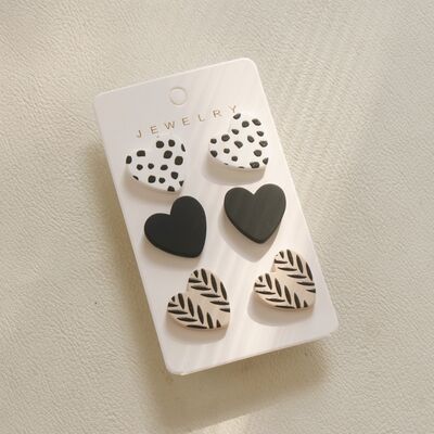 3 Piece Acrylic Heart Stud Earrings