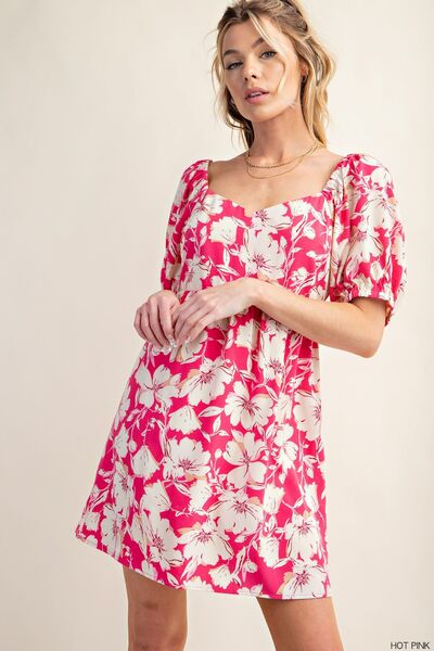 Kori America Floral Short Sleeve Mini Dress