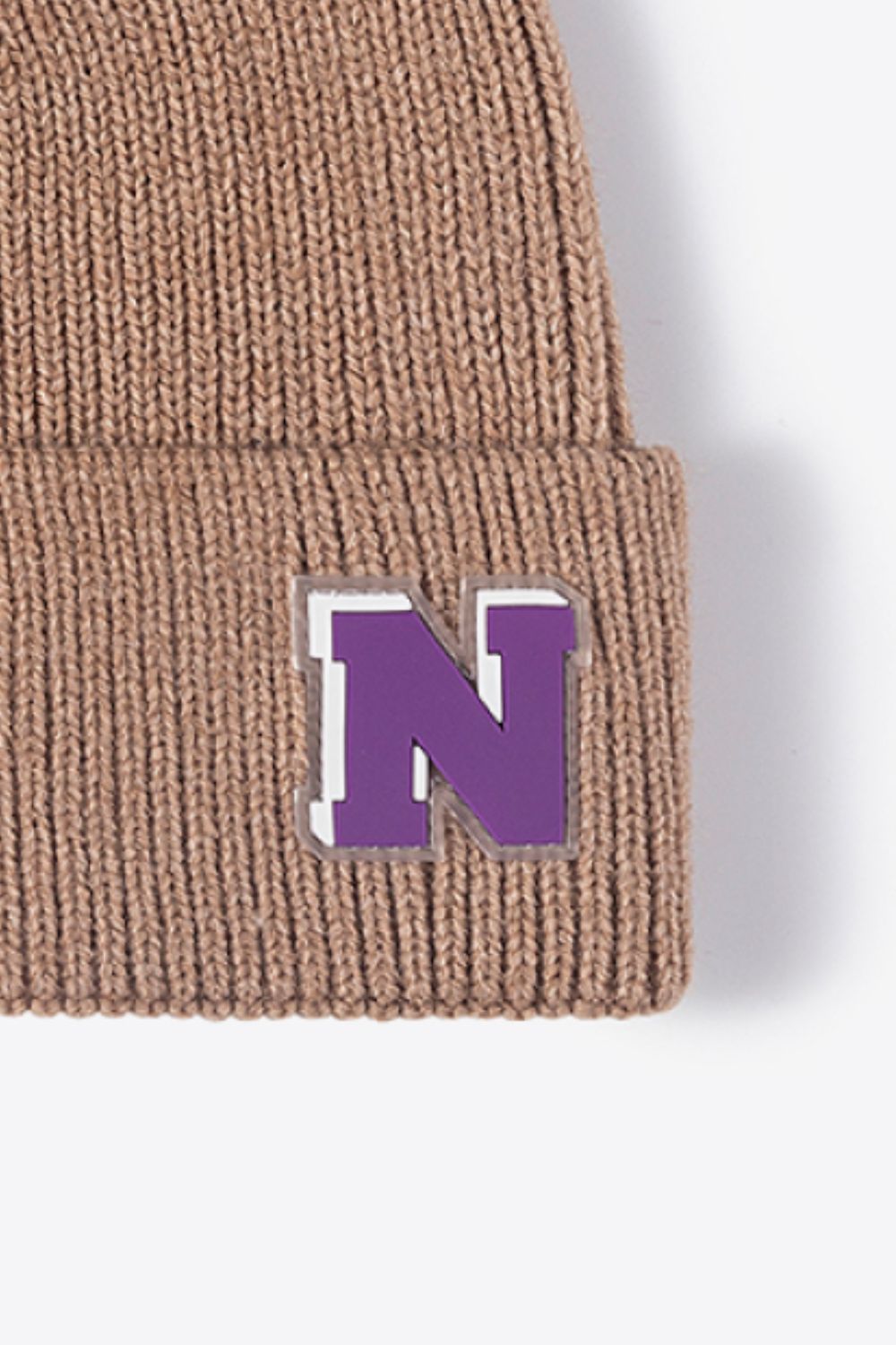 Letter N Patch Cuffed Knit Beanie