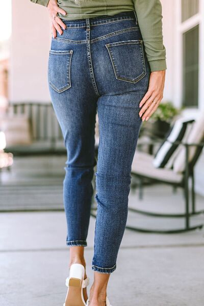 Slim Cropped Jeans with Pockets