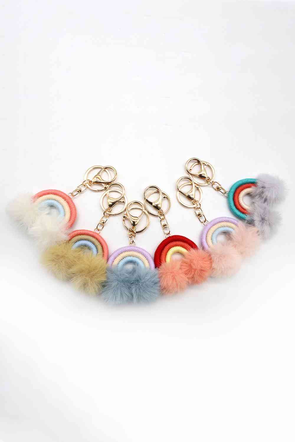 Assorted 4-Pack Rainbow Pom Pom Keychain