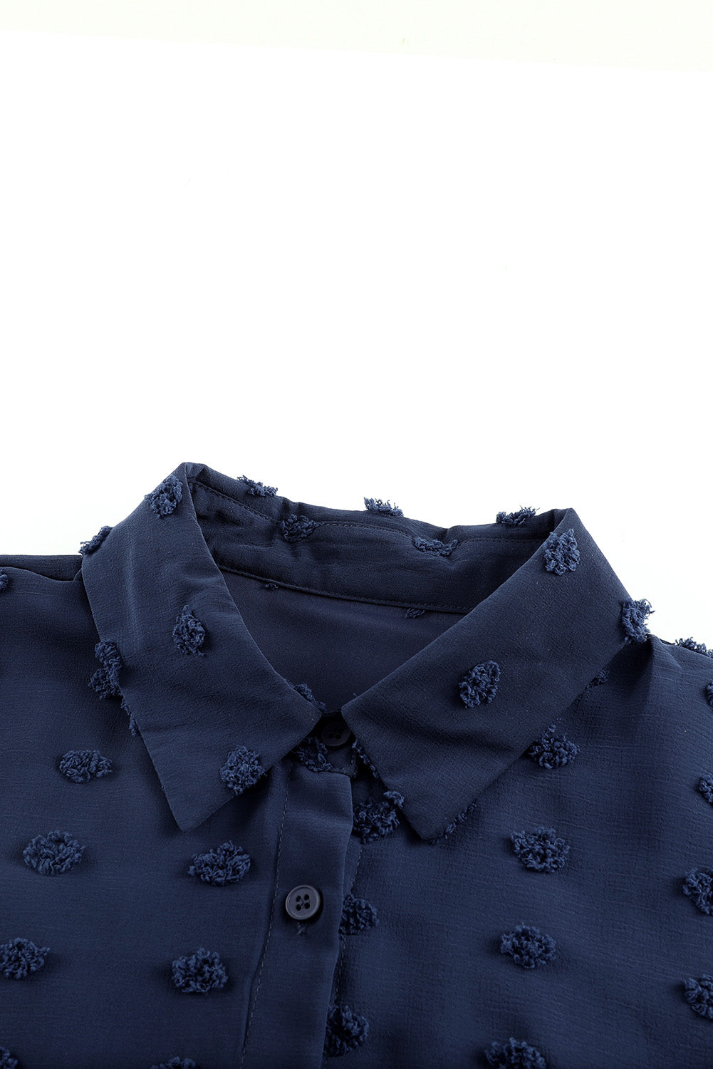Swiss Dot Button-Up Long Sleeve Shirt